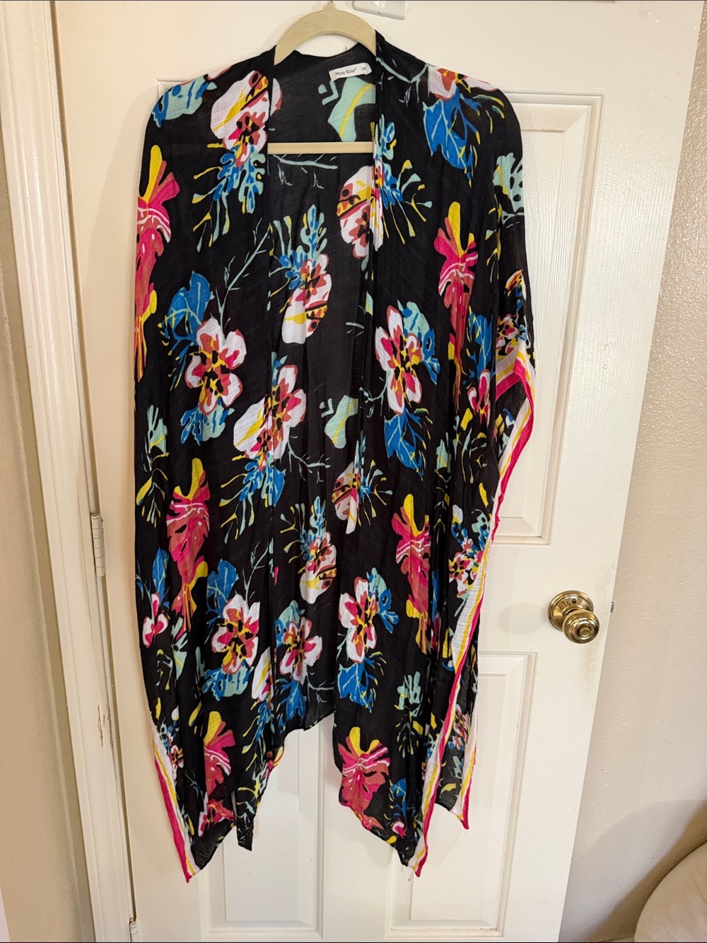 Black Floral Kimono Swimsuit Coverup